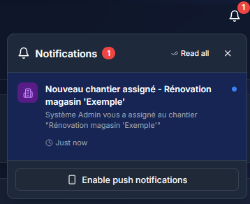 Aperçu : Temps Réel dans Chantiax